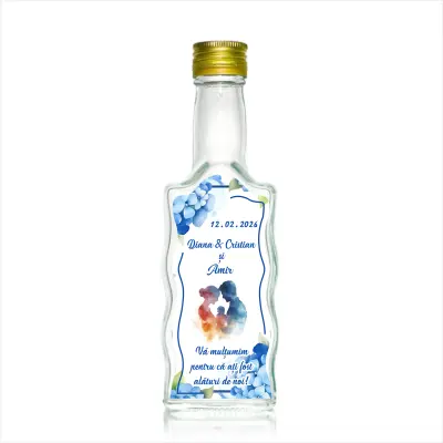 Sticla decorata nunta, 200 ml, model stof 2 006